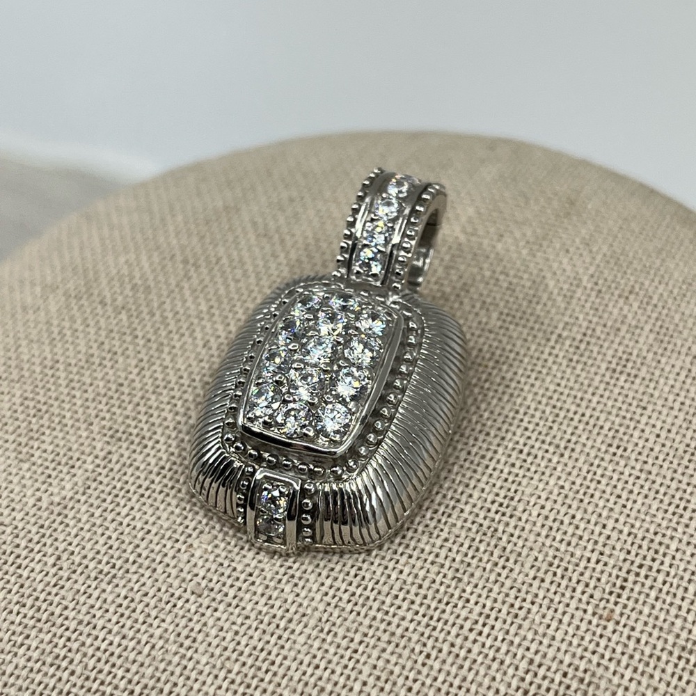 Vintage Judith Ripka Sterling Silver CZ Cluster Enhancer Pendant - Picture 10 of 16